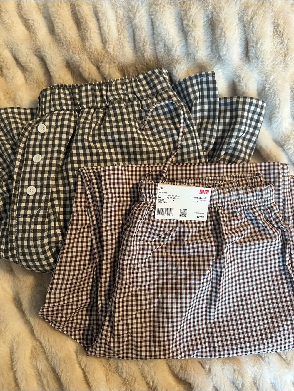 Gingham Women’s pants in Black & Brown (2 pairs) Uniqlo + Amazon